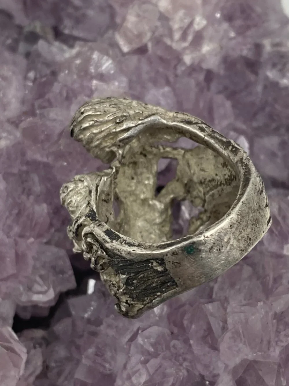 Vintage Sterling Silver Mermaid Statement Ring size 8